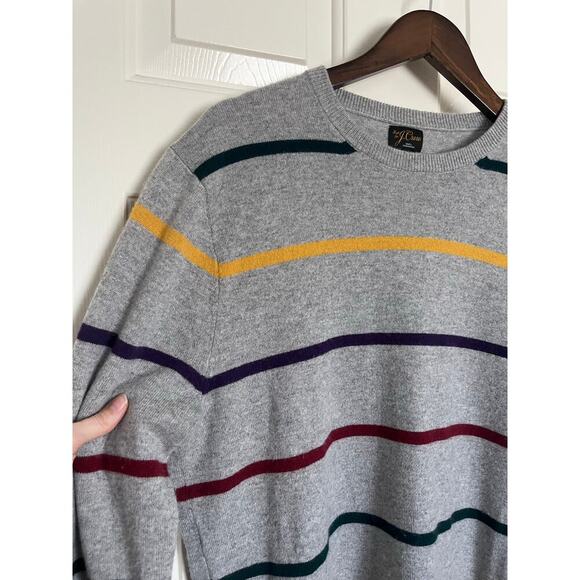 J. Crew Striped Cashmere Pullover Sweater Gray Multi Size Medium - Picture 8 of 8